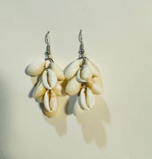 African seashell dangle earrings