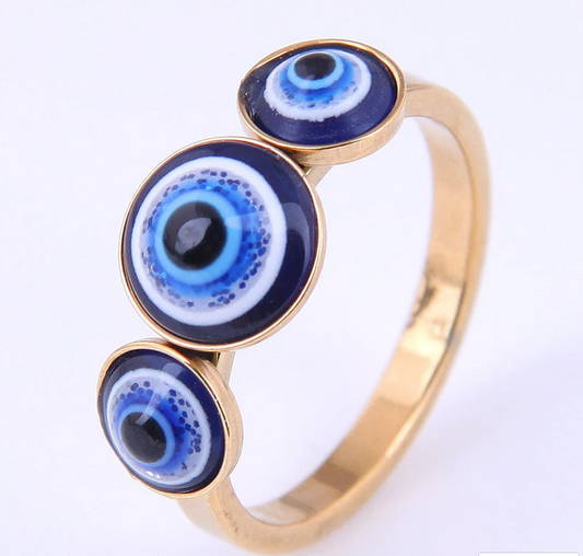 Gold plated evil eye ring